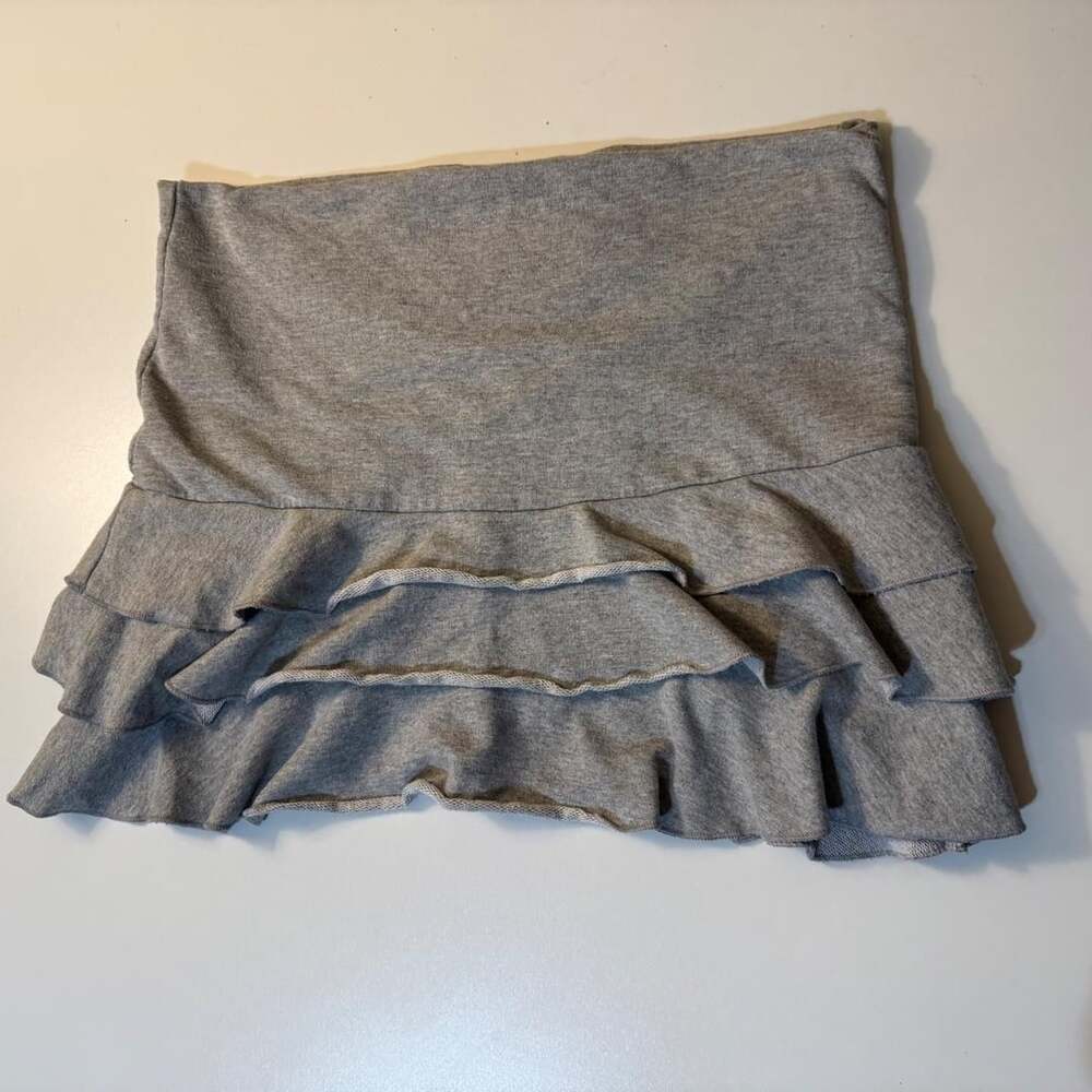 rue21 Vintage Y2K Grey Fleece Tiered Ruffle Skirt